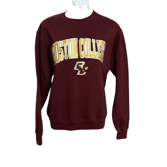 Boston College champion embroidered patch crewneck burgundy sweatshirt medium - Picture 1 of 4